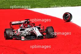 Kimi Raikkonen (FIN) Alfa Romeo Racing C39 loses his wheel and retires from the race. 05.07.2020. Formula 1 World Championship, Rd 1, Austrian Grand Prix, Spielberg, Austria, Race Day.