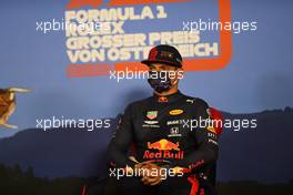 Max Verstappen (NLD) Red Bull Racing in the post qualifying FIA Press Conference. 04.07.2020. Formula 1 World Championship, Rd 1, Austrian Grand Prix, Spielberg, Austria, Qualifying Day.