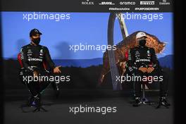 (L to R): Lewis Hamilton (GBR) Mercedes AMG F1 and team mate Valtteri Bottas (FIN) Mercedes AMG F1 in the post qualifying FIA Press Conference. 04.07.2020. Formula 1 World Championship, Rd 1, Austrian Grand Prix, Spielberg, Austria, Qualifying Day.