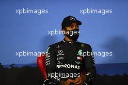 Lewis Hamilton (GBR) Mercedes AMG F1 in the post qualifying FIA Press Conference. 04.07.2020. Formula 1 World Championship, Rd 1, Austrian Grand Prix, Spielberg, Austria, Qualifying Day.