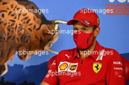 Sebastian Vettel (GER) Ferrari in the FIA Press Conference. 02.07.2020. Formula 1 World Championship, Rd 1, Austrian Grand Prix, Spielberg, Austria, Preparation Day.