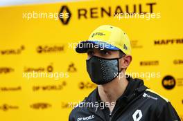 Esteban Ocon (FRA) Renault F1 Team with the media. 02.07.2020. Formula 1 World Championship, Rd 1, Austrian Grand Prix, Spielberg, Austria, Preparation Day.