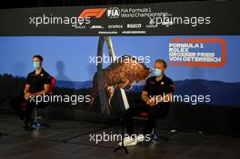 (L to R): Romain Grosjean (FRA) Haas F1 Team and Kevin Magnussen (DEN) Haas F1 Team in the FIA Press Conference. 02.07.2020. Formula 1 World Championship, Rd 1, Austrian Grand Prix, Spielberg, Austria, Preparation Day.