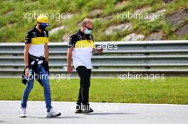 Esteban Ocon (FRA) Renault F1 Team walks the circuit with Mark Slade (GBR) Renault F1 Team Race Engineer. 02.07.2020. Formula 1 World Championship, Rd 1, Austrian Grand Prix, Spielberg, Austria, Preparation Day.