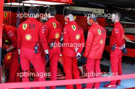 Ferrari crew line up in front of the Ferrari SF1000. 21.02.2020. Formula One Testing, Day Three, Barcelona, Spain. Friday.