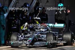 Valtteri Bottas (FIN) Mercedes AMG F1 W11 practices a pit stop. 20.02.2020. Formula One Testing, Day Two, Barcelona, Spain. Thursday.