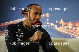 Lewis Hamilton (GBR) Mercedes AMG F1 in the FIA Press Conference. 20.02.2020. Formula One Testing, Day Two, Barcelona, Spain. Thursday.