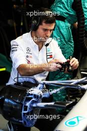 Mercedes AMG F1 engineer photographs the flow-vis paint on the front suspension and brake duct of the Mercedes AMG F1 W11. 20.02.2020. Formula One Testing, Day Two, Barcelona, Spain. Thursday.