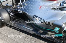 Mercedes AMG F1 Engine cover and floor. 20.02.2020. Formula One Testing, Day Two, Barcelona, Spain. Thursday.