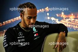 Lewis Hamilton (GBR) Mercedes AMG F1 in the FIA Press Conference. 20.02.2020. Formula One Testing, Day Two, Barcelona, Spain. Thursday.