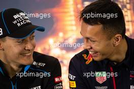 (L to R): George Russell (GBR) Williams Racing and Alexander Albon (THA) Red Bull Racing in the FIA Press Conference. 19.02.2020. Formula One Testing, Day One, Barcelona, Spain. Wednesday.