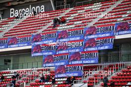 Banners for Max Verstappen (NLD) Red Bull Racing with fans in the grandstand. 19.02.2020. Formula One Testing, Day One, Barcelona, Spain. Wednesday.