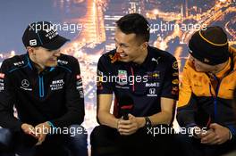 (L to R): George Russell (GBR) Williams Racing; Alexander Albon (THA) Red Bull Racing; and Lando Norris (GBR) McLaren, in the FIA Press Conference. 19.02.2020. Formula One Testing, Day One, Barcelona, Spain. Wednesday.