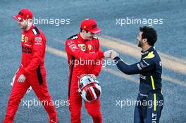 (L to R): Sebastian Vettel (GER) Ferrari with Charles Leclerc (MON) Ferrari and Daniel Ricciardo (AUS) Renault F1 Team at a drivers group photograph. 19.02.2020. Formula One Testing, Day One, Barcelona, Spain. Wednesday.