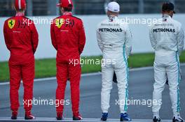 (L to R): Sebastian Vettel (GER) Ferrari; Charles Leclerc (MON) Ferrari; Valtteri Bottas (FIN) Mercedes AMG F1; Lewis Hamilton (GBR) Mercedes AMG F1. 19.02.2020. Formula One Testing, Day One, Barcelona, Spain. Wednesday.