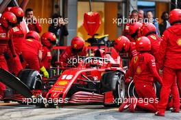 Charles Leclerc (MON) Ferrari SF1000 practices a pit stop. 28.02.2020. Formula One Testing, Day Three, Barcelona, Spain. Friday.
