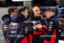 (L to R): Pierre Wache (FRA) Red Bull Racing Technical Director; Christian Horner (GBR) Red Bull Racing Team Principal; Gianpiero Lambiase (ITA) Red Bull Racing Engineer; Max Verstappen (NLD) Red Bull Racing. 27.02.2020. Formula One Testing, Day Two, Barcelona, Spain. Thursday.
