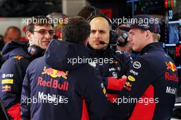(L to R): Pierre Wache (FRA) Red Bull Racing Technical Director; Christian Horner (GBR) Red Bull Racing Team Principal; Gianpiero Lambiase (ITA) Red Bull Racing Engineer; Max Verstappen (NLD) Red Bull Racing. 27.02.2020. Formula One Testing, Day Two, Barcelona, Spain. Thursday.