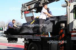 The Mercedes AMG F1 W11 of Lewis Hamilton (GBR) Mercedes AMG F1 is recovered back to the pits on the back of a truck. 27.02.2020. Formula One Testing, Day Two, Barcelona, Spain. Thursday.