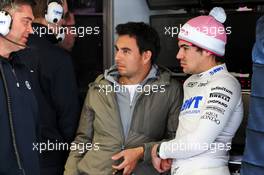 (L to R): Sergio Perez (MEX) Racing Point F1 Team with team mate Lance Stroll (CDN) Racing Point F1 Team. 26.02.2020. Formula One Testing, Day One, Barcelona, Spain. Wednesday.
