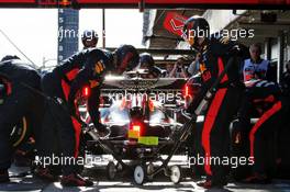 Max Verstappen (NLD) Red Bull Racing RB16 practices a pit stop. 26.02.2020. Formula One Testing, Day One, Barcelona, Spain. Wednesday.