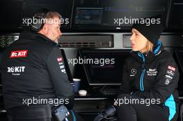 (L to R): Dave Redding (GBR) Williams Racing Team Manager with Claire Williams (GBR) Williams Racing Deputy Team Principal on the pit gantry. 26.02.2020. Formula One Testing, Day One, Barcelona, Spain. Wednesday.