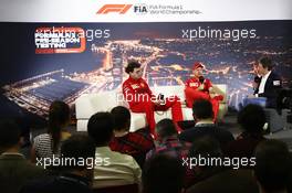 (L to R): Mattia Binotto (ITA) Ferrari Team Principal and Sebastian Vettel (GER) Ferrari in the FIA Press Conference. 26.02.2020. Formula One Testing, Day One, Barcelona, Spain. Wednesday.