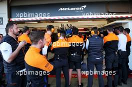 Human wall outside the McLaren pit garage. 26.02.2020. Formula One Testing, Day One, Barcelona, Spain. Wednesday.