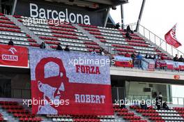 Banner for Robert Kubica (POL) Alfa Romeo Racing Reserve Driver with fans in the grandstand. 26.02.2020. Formula One Testing, Day One, Barcelona, Spain. Wednesday.