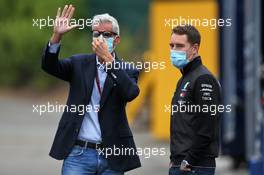 (L to R): Alessandro Alunni Bravi (ITA) Driver Manager with Stoffel Vandoorne (BEL) Mercedes AMG F1 Reserve Driver. 28.08.2020. Formula 1 World Championship, Rd 7, Belgian Grand Prix, Spa Francorchamps, Belgium, Practice Day.