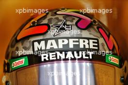 The helmet of Daniel Ricciardo (AUS) Renault F1 Team carrying a tribute to Anthoine Hubert. 28.08.2020. Formula 1 World Championship, Rd 7, Belgian Grand Prix, Spa Francorchamps, Belgium, Practice Day.