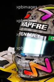 The helmet of Daniel Ricciardo (AUS) Renault F1 Team carrying a tribute to Anthoine Hubert. 28.08.2020. Formula 1 World Championship, Rd 7, Belgian Grand Prix, Spa Francorchamps, Belgium, Practice Day.