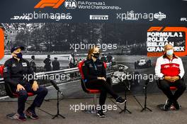 The FIA Press Conference (L to R): Franz Tost (AUT) AlphaTauri Team Principal; Claire Williams (GBR) Williams Racing Deputy Team Principal; Frederic Vasseur (FRA) Alfa Romeo Racing Team Principal. 28.08.2020. Formula 1 World Championship, Rd 7, Belgian Grand Prix, Spa Francorchamps, Belgium, Practice Day.