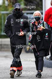 Lewis Hamilton (GBR) Mercedes AMG F1 with Angela Cullen (NZL) Mercedes AMG F1 Physiotherapist. 28.08.2020. Formula 1 World Championship, Rd 7, Belgian Grand Prix, Spa Francorchamps, Belgium, Practice Day.
