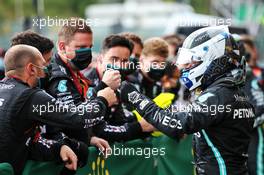 Valtteri Bottas (FIN) Mercedes AMG F1 celebrates his second position with the team in parc ferme. 30.08.2020. Formula 1 World Championship, Rd 7, Belgian Grand Prix, Spa Francorchamps, Belgium, Race Day.
