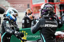 Race winner Lewis Hamilton (GBR) Mercedes AMG F1 celebrates with team mate Valtteri Bottas (FIN) Mercedes AMG F1 in parc ferme. 30.08.2020. Formula 1 World Championship, Rd 7, Belgian Grand Prix, Spa Francorchamps, Belgium, Race Day.