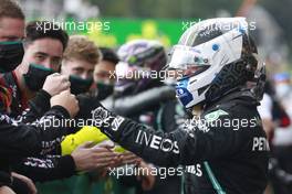 Valtteri Bottas (FIN) Mercedes AMG F1 celebrates his third position in parc ferme. 30.08.2020. Formula 1 World Championship, Rd 7, Belgian Grand Prix, Spa Francorchamps, Belgium, Race Day.
