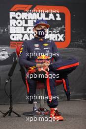 Max Verstappen (NLD) Red Bull Racing in the post race FIA Press Conference. 30.08.2020. Formula 1 World Championship, Rd 7, Belgian Grand Prix, Spa Francorchamps, Belgium, Race Day.