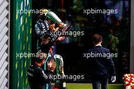 Valtteri Bottas (FIN) Mercedes AMG F1 celebrates his second position on the podium. 30.08.2020. Formula 1 World Championship, Rd 7, Belgian Grand Prix, Spa Francorchamps, Belgium, Race Day.