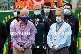 (L to R): Greg Maffei (USA) Liberty Media Corporation President and Chief Executive Officer with Chase Carey (USA) Formula One Group Chairman - a minute's silence for Anthoine Hubert is observed before the F2 race. 29.08.2020. Formula 1 World Championship, Rd 7, Belgian Grand Prix, Spa Francorchamps, Belgium, Qualifying Day.
