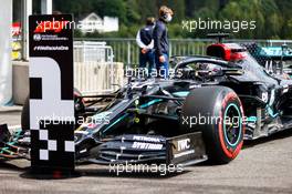 Pole sitter Lewis Hamilton (GBR) Mercedes AMG F1 W11 in qualifying parc ferme. 29.08.2020. Formula 1 World Championship, Rd 7, Belgian Grand Prix, Spa Francorchamps, Belgium, Qualifying Day.