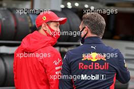(L to R): Sebastian Vettel (GER) Ferrari with Christian Horner (GBR) Red Bull Racing Team Principal. 29.08.2020. Formula 1 World Championship, Rd 7, Belgian Grand Prix, Spa Francorchamps, Belgium, Qualifying Day.