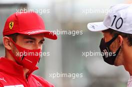 (L to R): Charles Leclerc (MON) Ferrari with Pierre Gasly (FRA) AlphaTauri. 29.08.2020. Formula 1 World Championship, Rd 7, Belgian Grand Prix, Spa Francorchamps, Belgium, Qualifying Day.