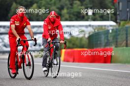 Sebastian Vettel (GER) Ferrari rides the circuit with the team.  27.08.2020. Formula 1 World Championship, Rd 7, Belgian Grand Prix, Spa Francorchamps, Belgium, Preparation Day.