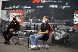 (L to R): Romain Grosjean (FRA) Haas F1 Team and Kevin Magnussen (DEN) Haas F1 Team in the FIA Press Conference. 27.08.2020. Formula 1 World Championship, Rd 7, Belgian Grand Prix, Spa Francorchamps, Belgium, Preparation Day.