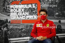 Charles Leclerc (MON) Ferrari in the FIA Press Conference. 27.08.2020. Formula 1 World Championship, Rd 7, Belgian Grand Prix, Spa Francorchamps, Belgium, Preparation Day.