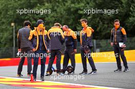 Lando Norris (GBR) McLaren walks the circuit with the team. 27.08.2020. Formula 1 World Championship, Rd 7, Belgian Grand Prix, Spa Francorchamps, Belgium, Preparation Day.