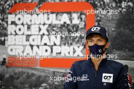 Pierre Gasly (FRA) AlphaTauri in the FIA Press Conference. 27.08.2020. Formula 1 World Championship, Rd 7, Belgian Grand Prix, Spa Francorchamps, Belgium, Preparation Day.