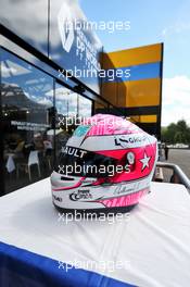 Renault F1 Team pay tribute to Anthoine Hubert by placing his helmet outside their motorhome in the paddock. 27.08.2020. Formula 1 World Championship, Rd 7, Belgian Grand Prix, Spa Francorchamps, Belgium, Preparation Day.