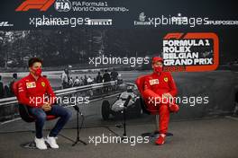 (L to R): Charles Leclerc (MON) Ferrari and Sebastian Vettel (GER) Ferrari in the FIA Press Conference. 27.08.2020. Formula 1 World Championship, Rd 7, Belgian Grand Prix, Spa Francorchamps, Belgium, Preparation Day.
